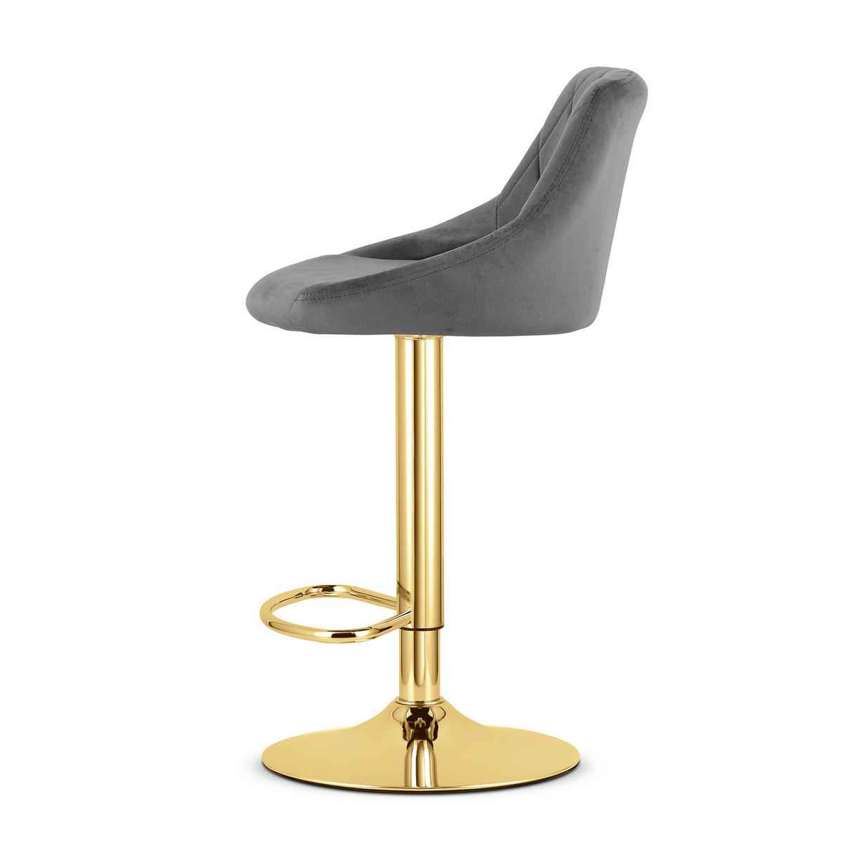 BARHOCKER DAKA grauer Sitz, Goldbasis - Grau, Textil (45.5/105/49cm) - Valora