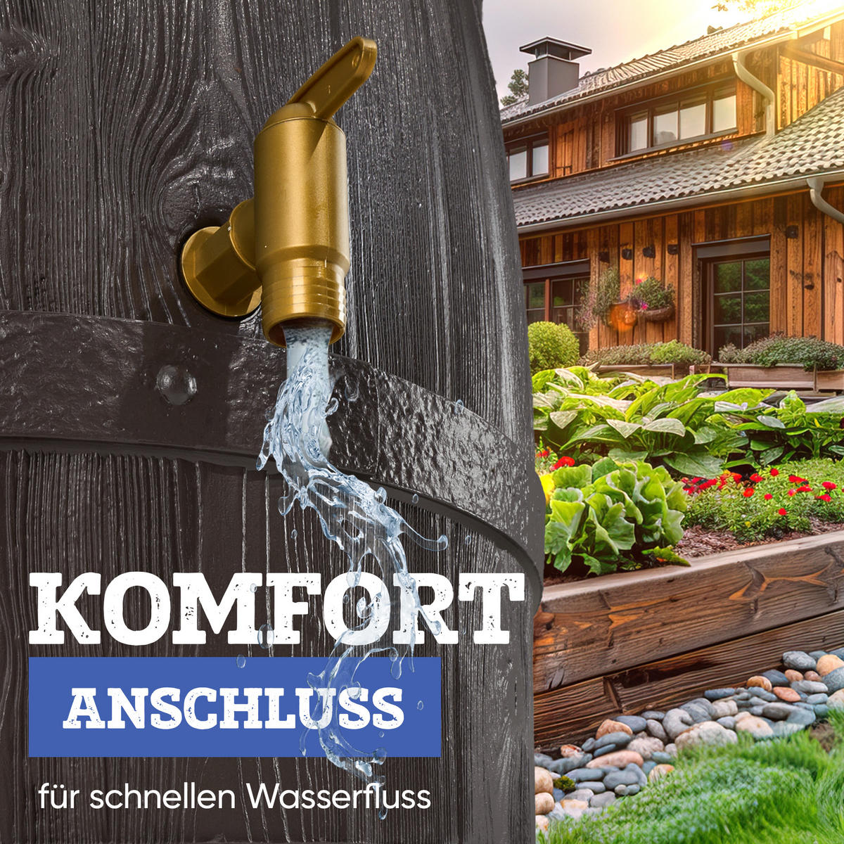 REGENFASS 250 L, dunkelbraun - Braun, Kunststoff (65/93/65cm) - 4rain