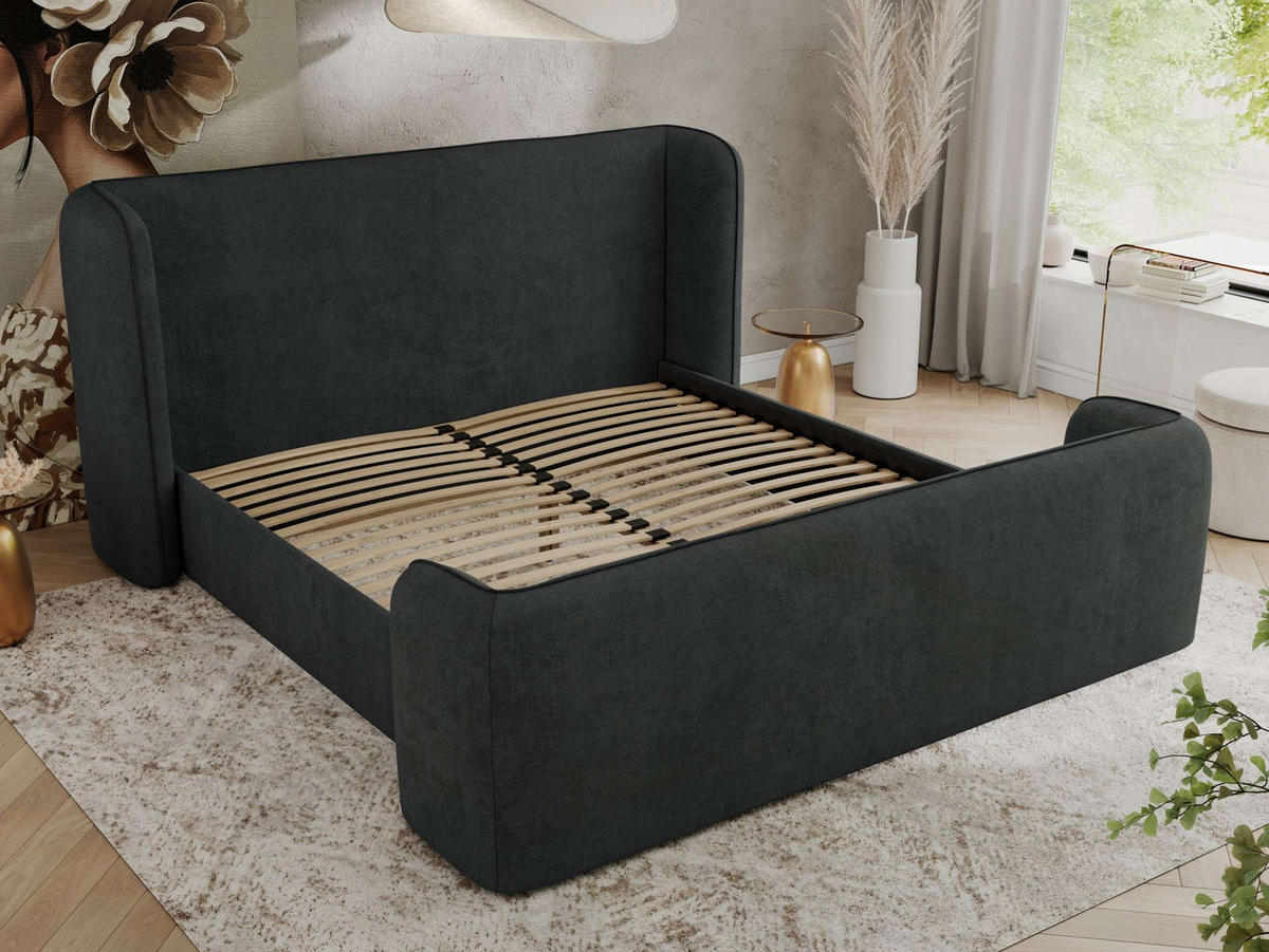 POLSTERBETT EMORA CLASSIC DUO 160/200 - Dunkelgrau Strukture - Pocket-Matratze - Dunkelgrau, Textil (160/200cm) - MKS