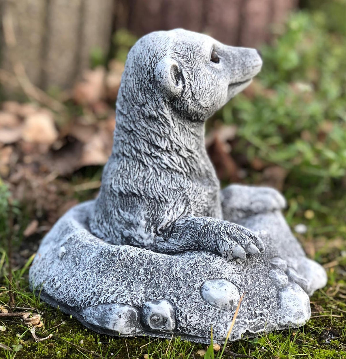 STEINFIGUR Erdmännchen im Hügel, massiver Steinguss, Frostfest - Grau, Stein (18/16/18cm) - stoneandstyle
