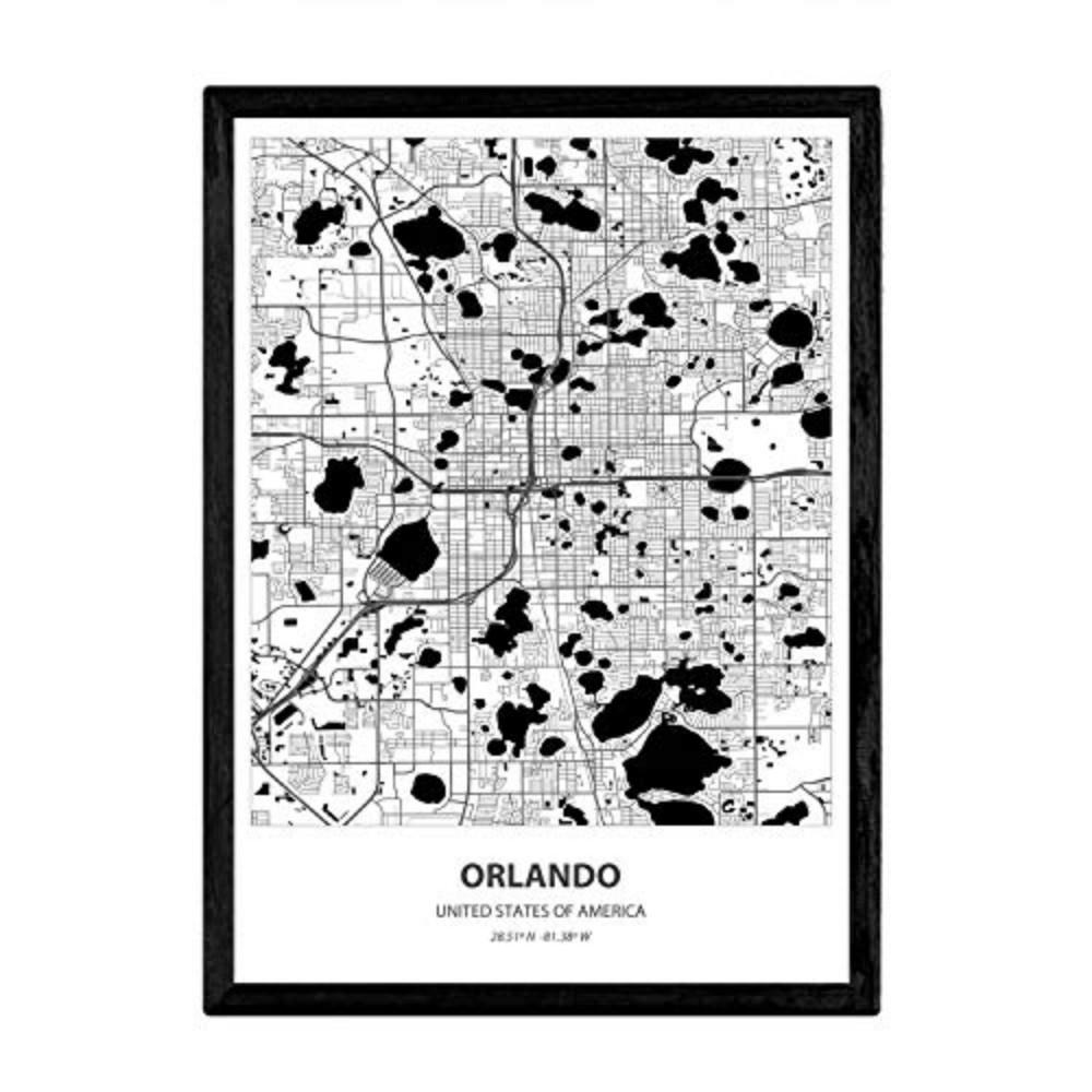 POSTER Karte Von Orlando - Usa A4 Rahmenlos - Klar, Papier (29.7/5/21cm) - Nacnic