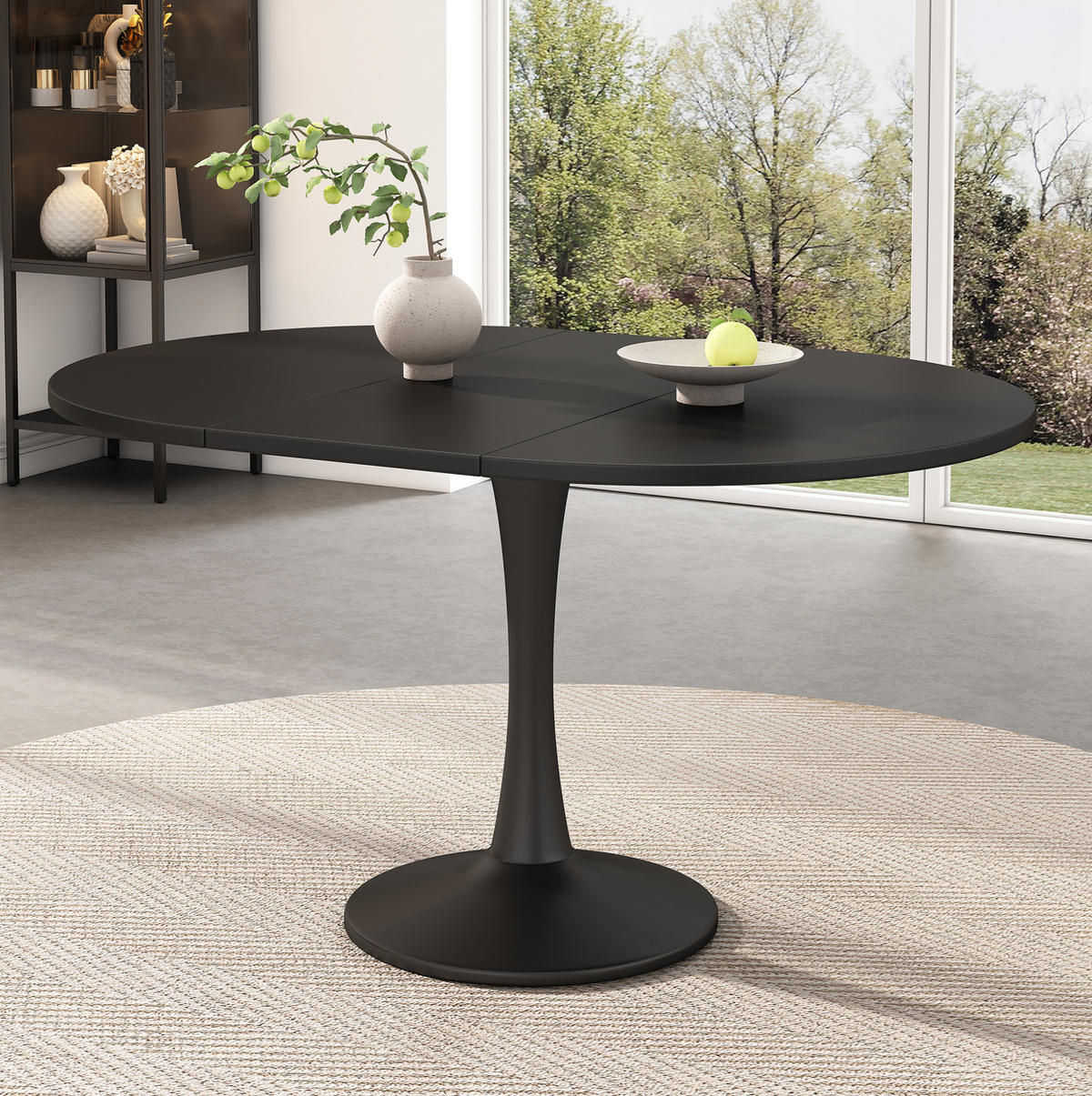 ESSTISCH 100/140/100 cm in Schwarz, aus MDF, ausziehbar und oval - Schwarz, Holzwerkstoff (100/140/75cm) - Flora Grace