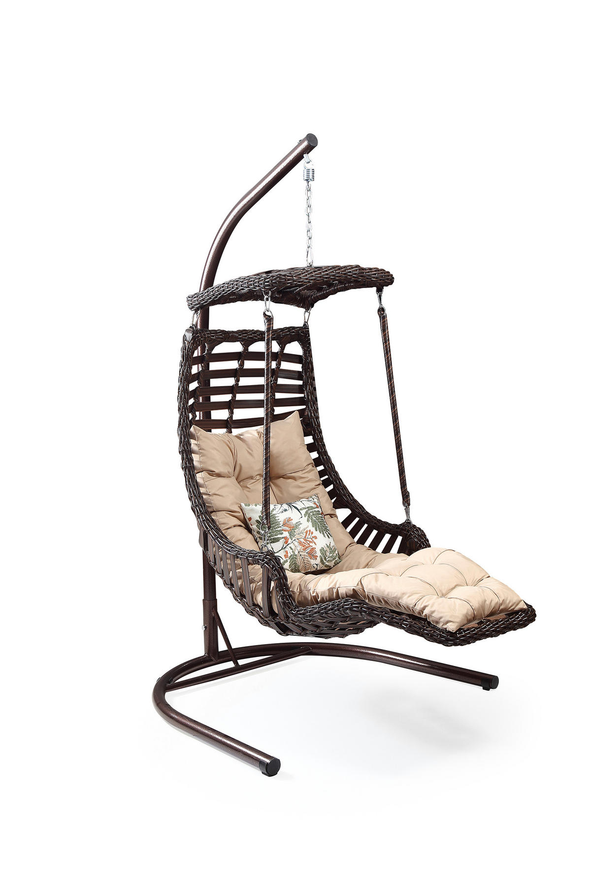 HÄNGESESSEL Gartenschaukel Rattan mit Gestell Hängeschaukel Alaca Hellbraun - Hellbraun, Metall (120/212/106cm) - Gowoll