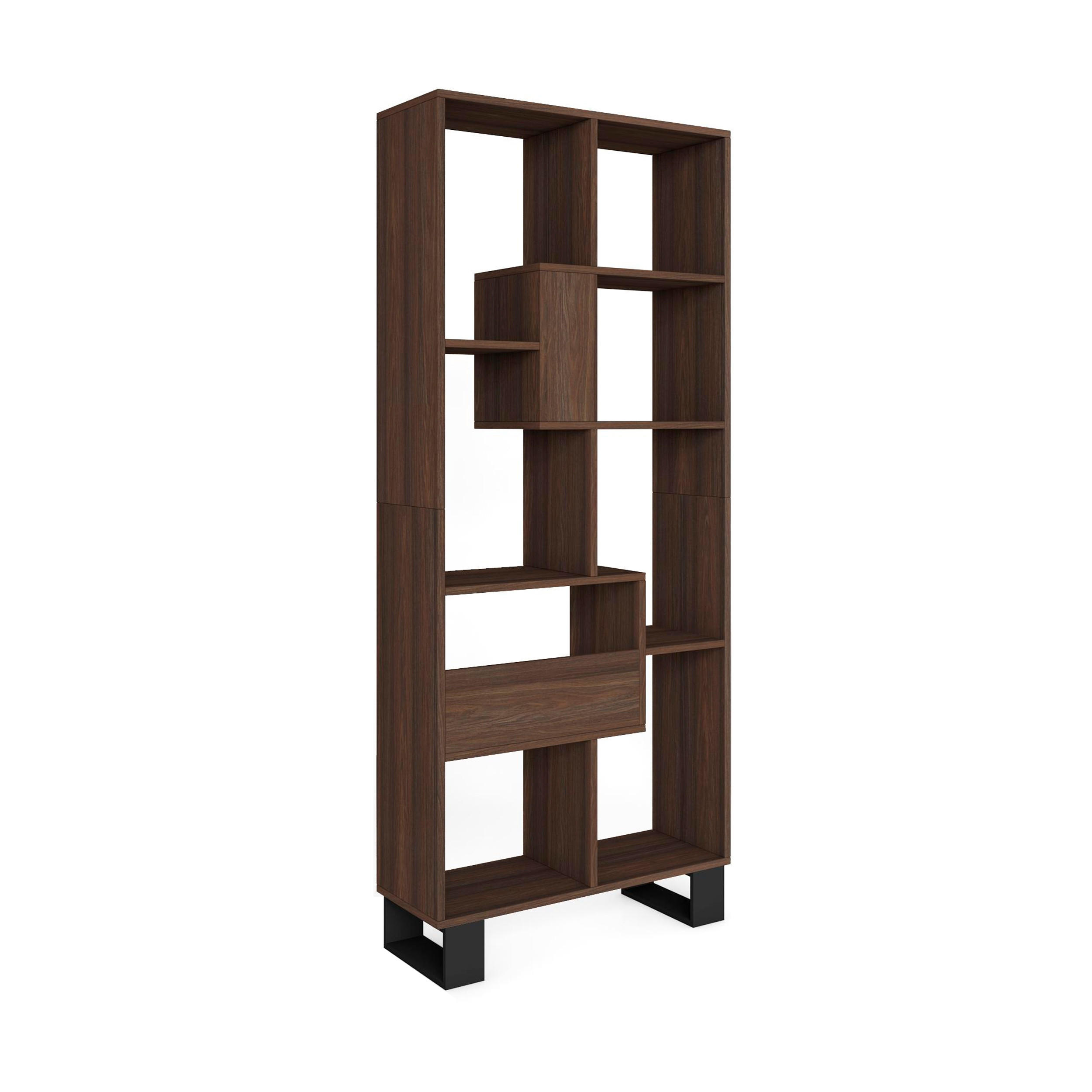 REGAL Bibliothek, Eiche dunkel, 67/31/174cm - Dunkelbraun, Holzwerkstoff (67/174/31cm) - Skraut Home