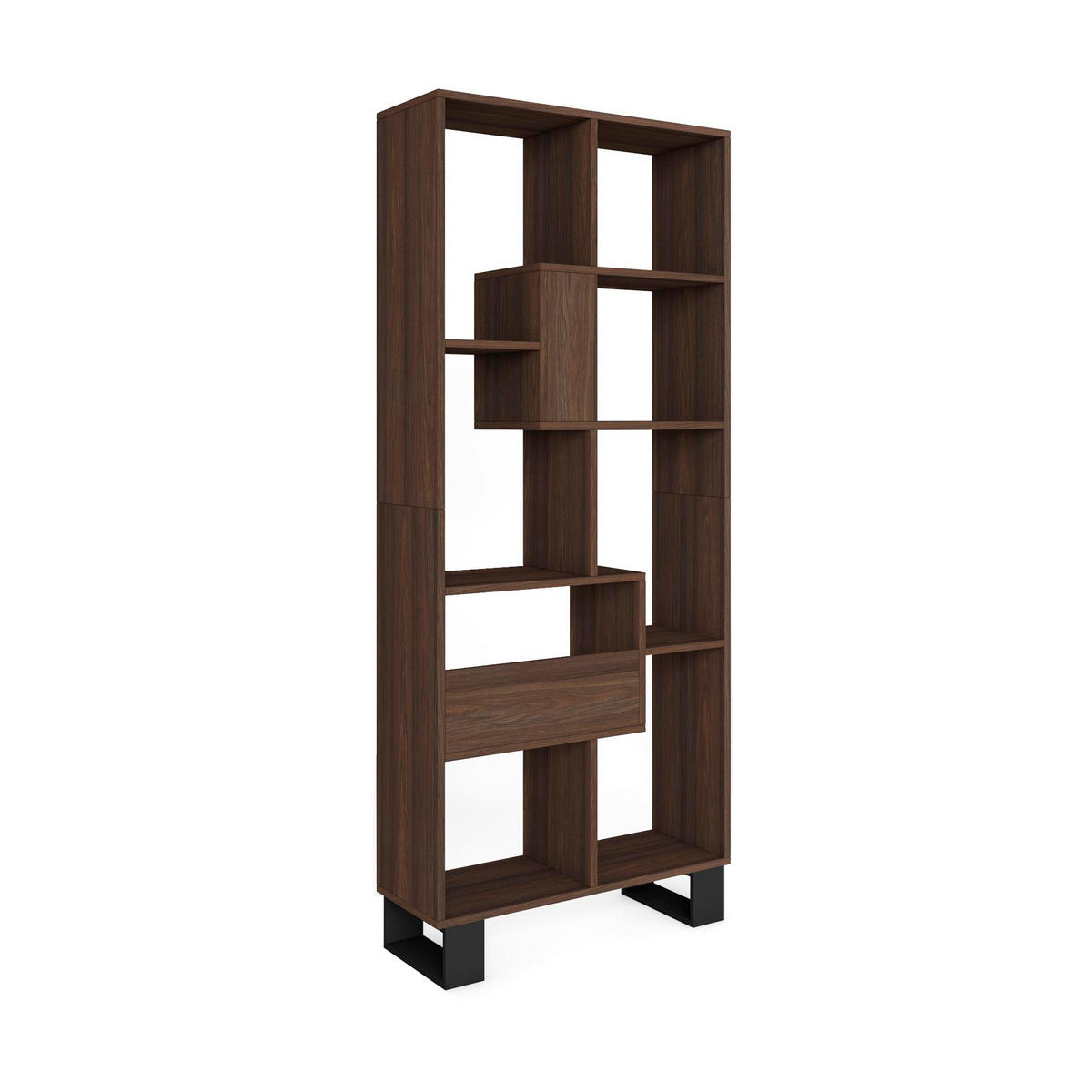 REGAL Bibliothek, Eiche dunkel, 67/31/174cm - Dunkelbraun, Holzwerkstoff (67/174/31cm) - Skraut Home