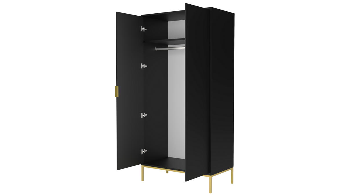 DREHTÜRENSCHRANK Austin - Schwarz, Holzwerkstoff (55/205/100cm) - RAUMHIRSCH FURNITURE