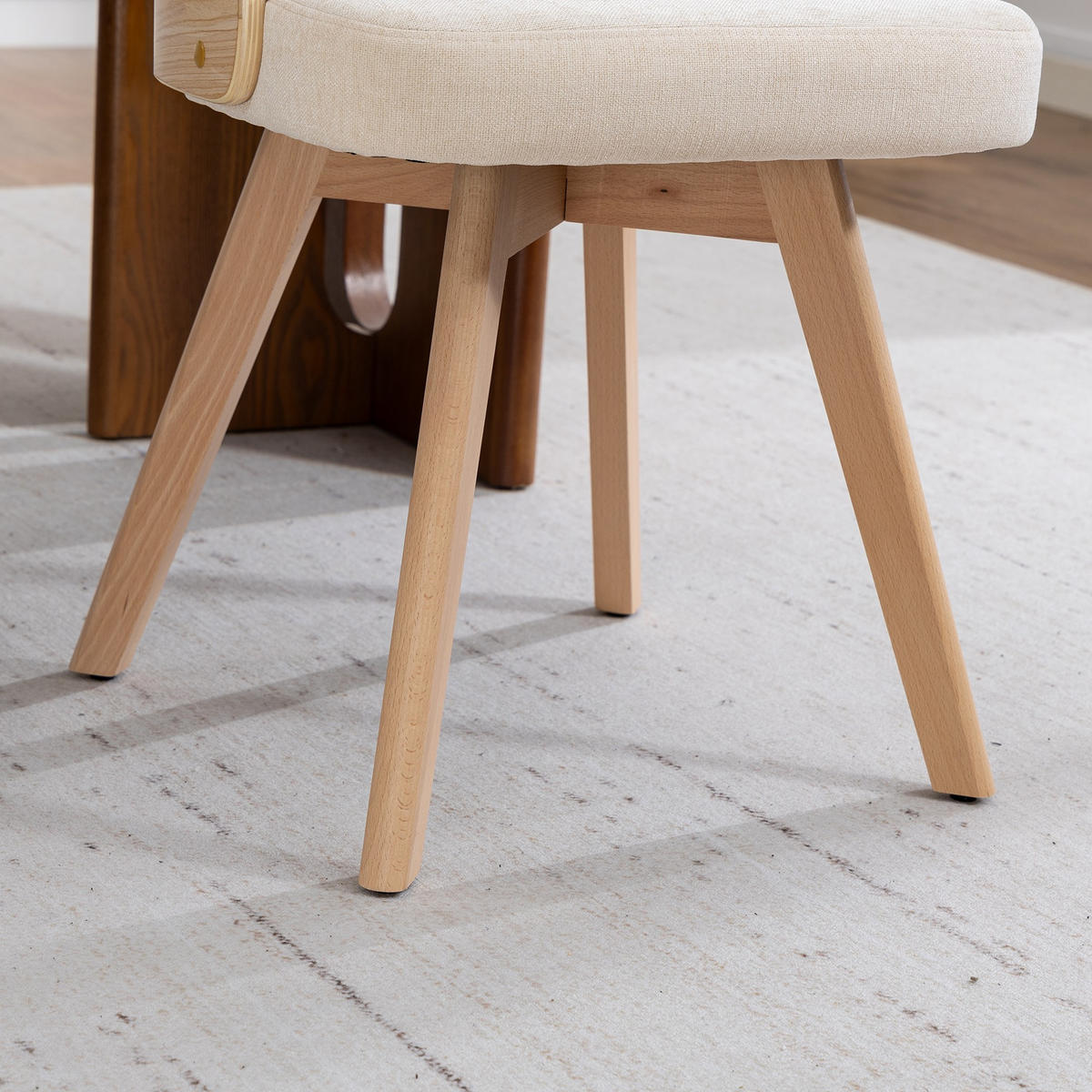 STUHL 2er-Set Esszimmerstuhl,360° drehbar,Massivholzrahmen,Leinenstoff,Beige - Beige, Holz (44/72/41cm) - LVHOM