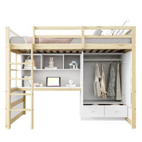 HOCHBETT 90/200 cm mit Leiter und Schreibtisch aus Holz in Natur - Naturfarben, Holz (90/200cm) - OKWISH