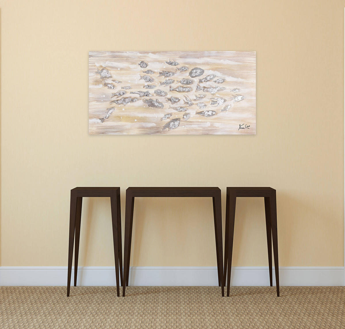 ACRYLBILD HANDGEMALT 100/50 cm - Beige, Holz/Textil (100/50cm) - KUNSTLOFT