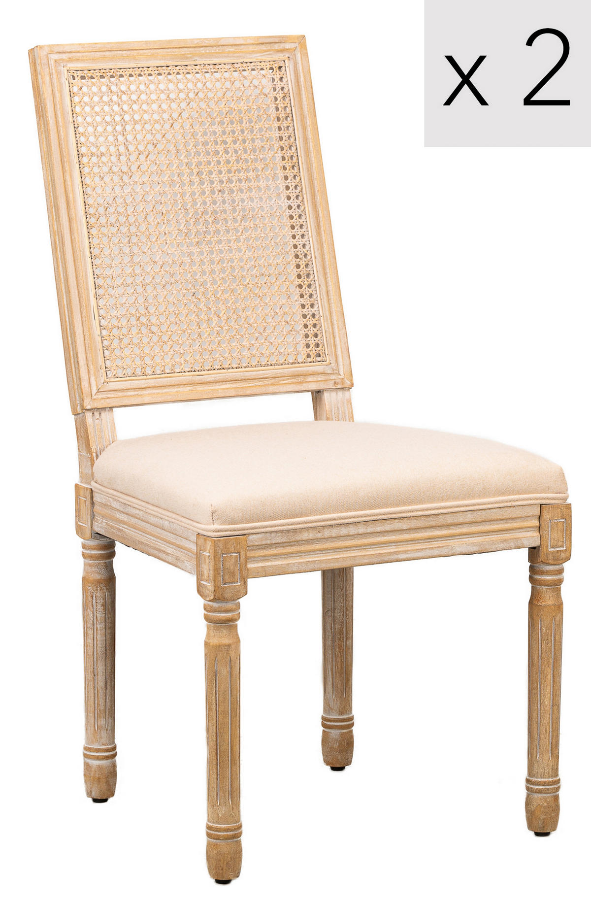 STUHL 2er-Set Holz Beige - Beige, Holz (50/98/59cm) - Nordlys