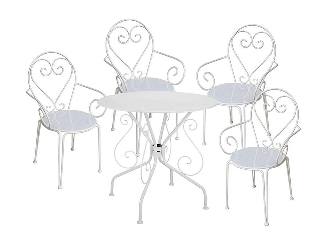 GARTENESSGRUPPE im Set - 4 -Sitzer - Metall - weiß - GUERMANTES - Weiß, Metall - Vente-Unique