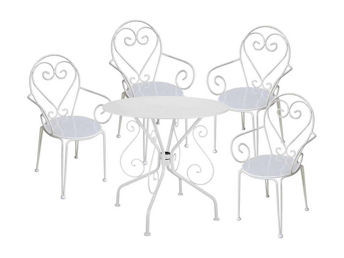 GARTENESSGRUPPE im Set - 4 -Sitzer - Metall - weiß - GUERMANTES - Weiß, Metall - Vente-Unique
