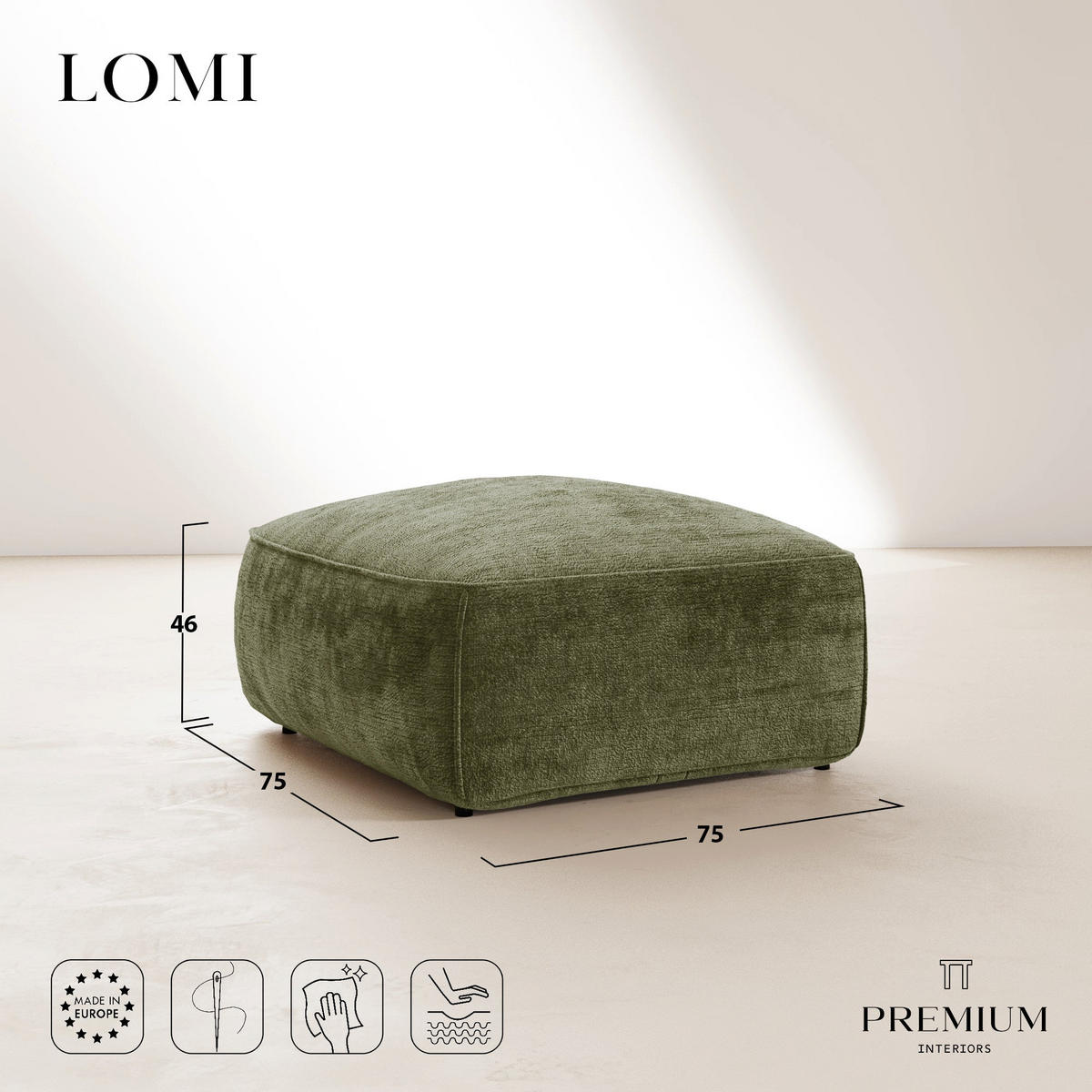 POUFS LOMI Geprägter Samt Taupe 75cm - Taupe, Textil (75/44.5/75cm) - Premium Interiors