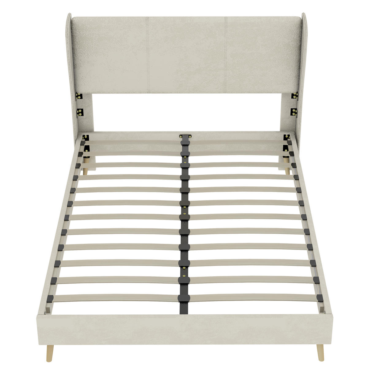 POLSTERBETT 160/200 cm DE-35481 mit Kopfteil Beige - Beige, Metall (160/200cm) - ComfortXL