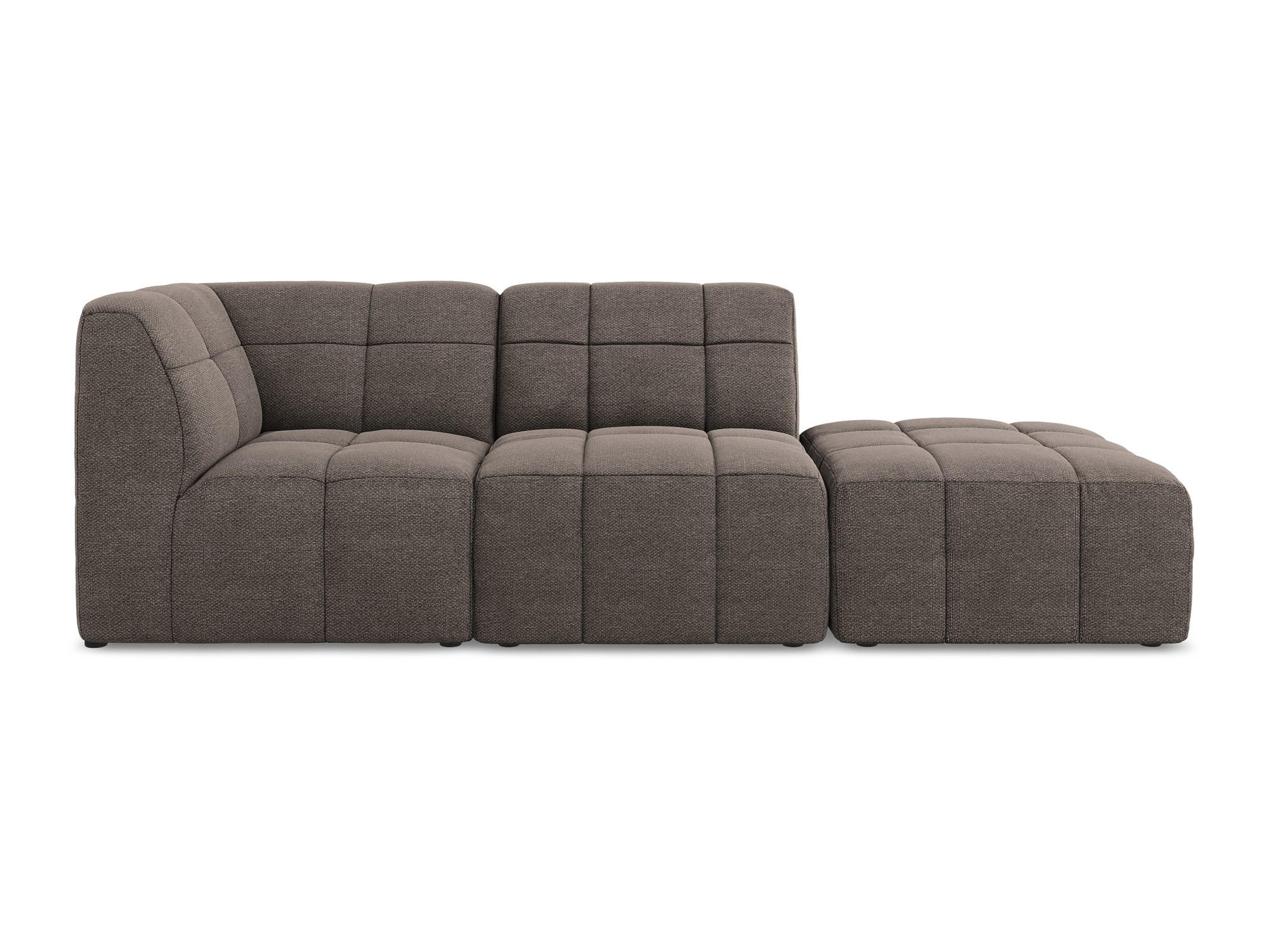 ECKSOFA Rechts Bouclé Stoff Braun - Schwarz/Mokka, Holzwerkstoff/Kunststoff (240/90cm) - Makamii