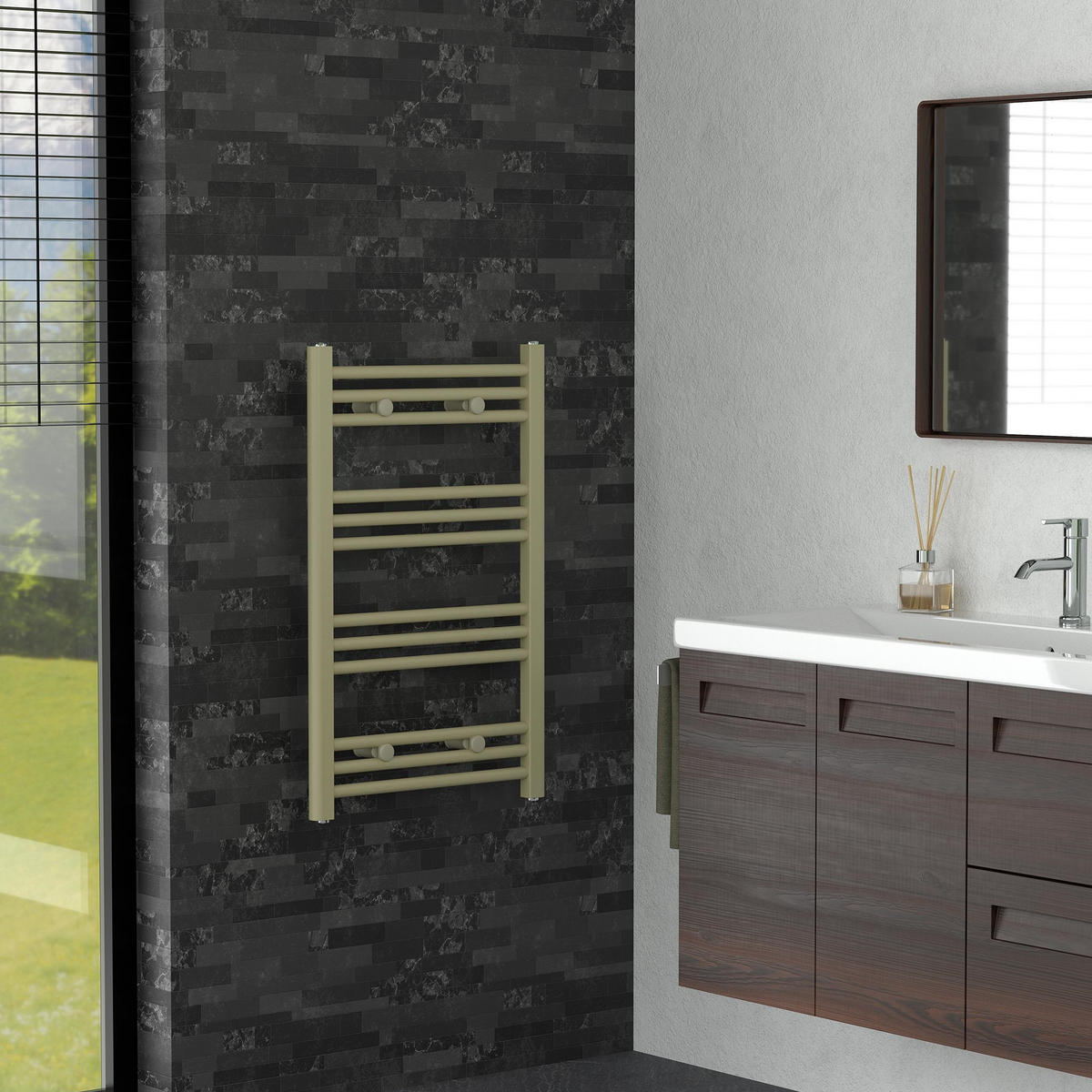 RUČNÍKOVÝ radiátor 500 x 800 mm, béžový, rovný s bočním připojením - béžová, kov (50/80/3cm) - LuxeBath