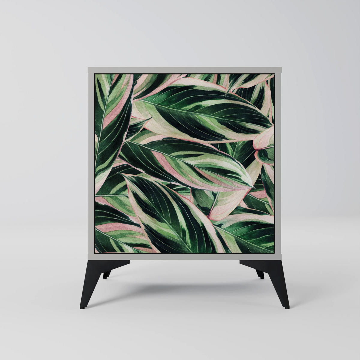 SIDEBOARD EERIE STROMANTHE, Grau, 57,5x42x75,5 cm, Goldfarbene Metallfüße - Goldfarben/Multicolor, Holzwerkstoff/Metall (57.5/75.5/42cm) - SpaceRebels