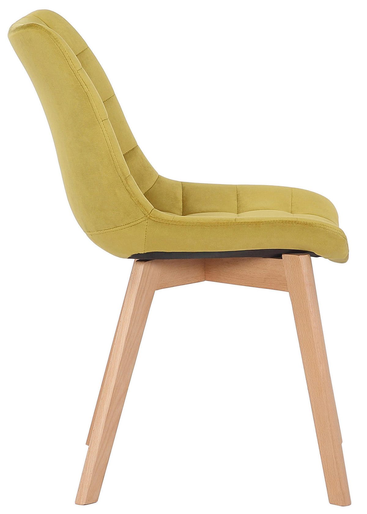STUHL Samt Gelb - Eukalyptusholzfarben/Gelb, Holz/Textil (46/82/61cm) - CLP
