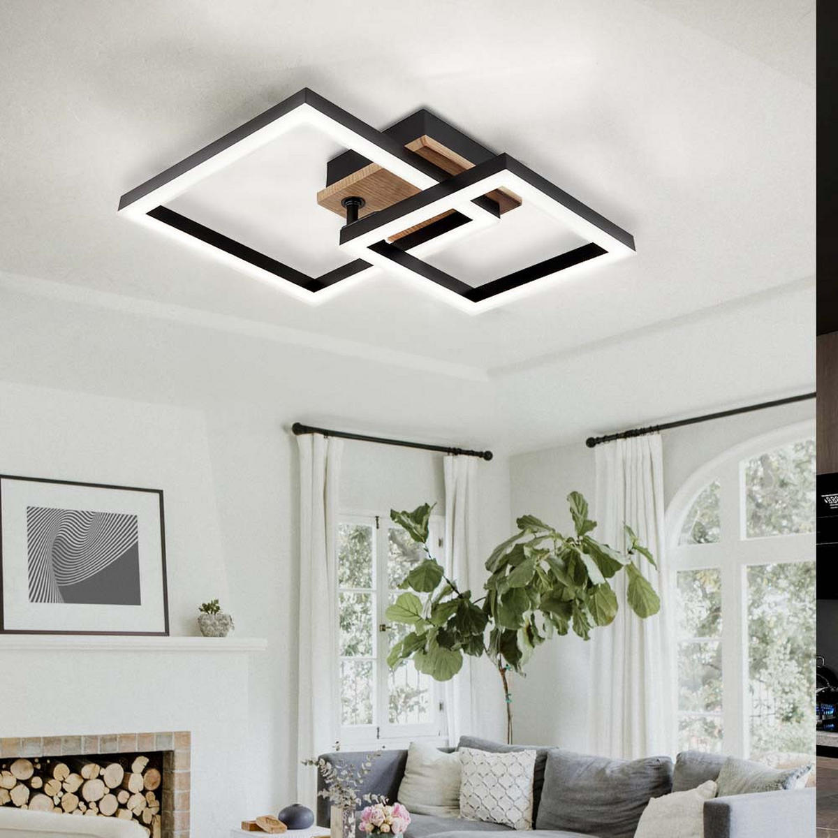 LED DECKENLEUCHTE Metall Schwarz - Schwarz, Metall (42/31/7.5cm) - Globo Lighting