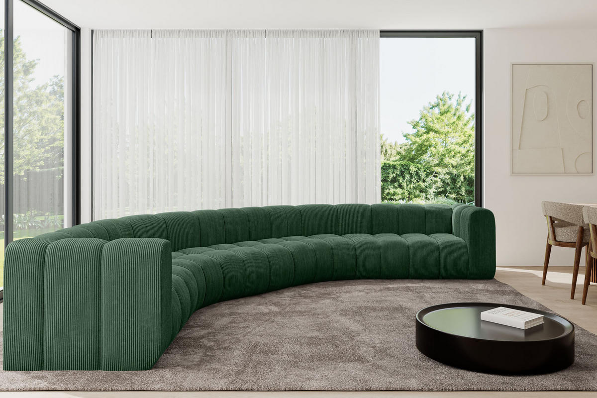 WOHNLANDSCHAFT modulares Sofa Lazro-U1 - 373x373x70 cm Grün - Grün, Holzwerkstoff/Textil (373/70/373cm) - ALTDECOR