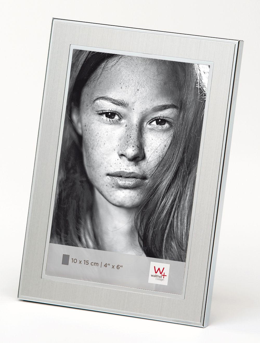 BILDERRAHMEN Jazz Portraitrahmen, 10X15 cm, silber - Silberfarben, Metall (13.2/18.5/1.8cm) - walther design