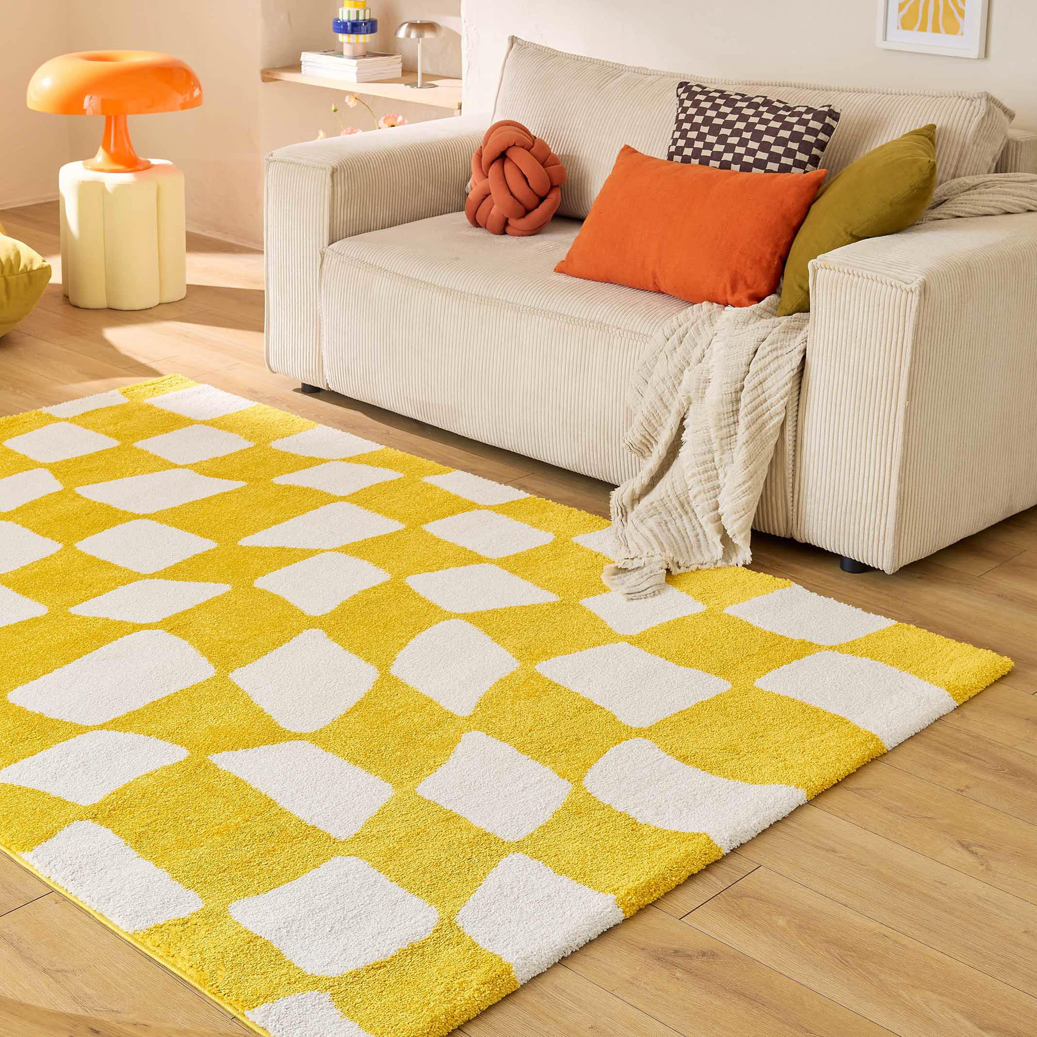 TEPPICH vintage karos gelb Groovy 80x140 cm - Gelb, Textil (80/140cm) - Nazar Rugs