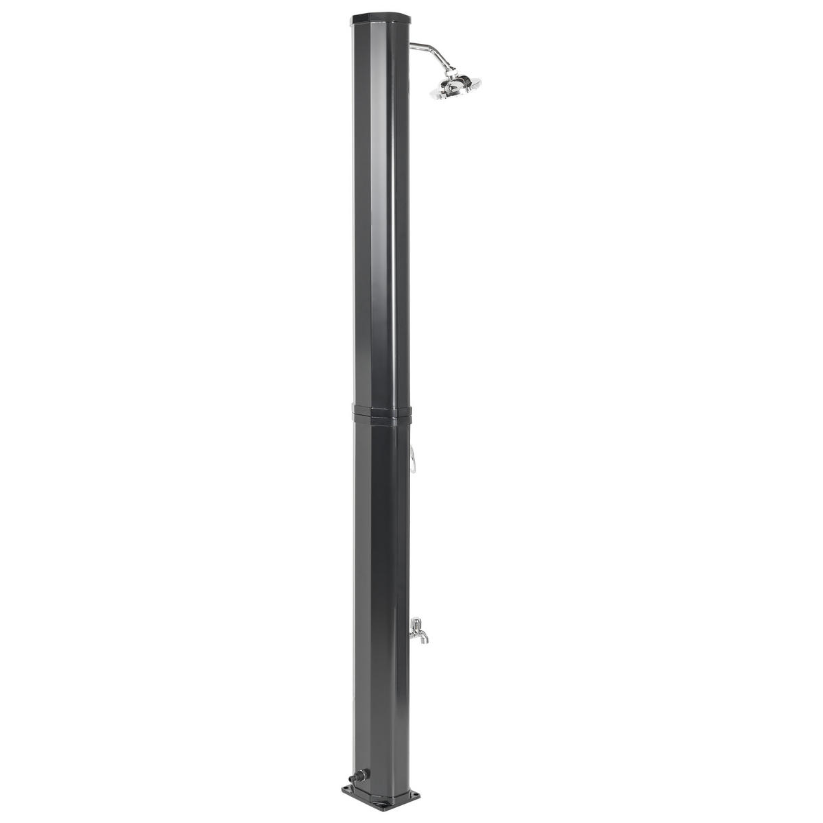 FREISTEHENDE solarbetriebene Gartendusche Silber Topocalma - Silberfarben/Schwarz, Kunststoff (18/217/15cm) - Beliani