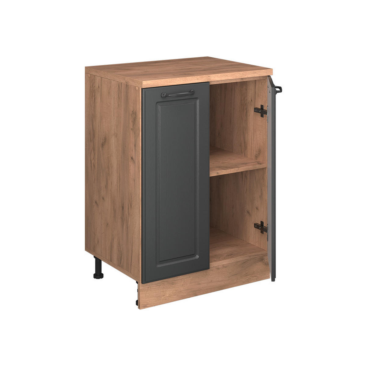 ORMAR ZA POTKROVLJE Rion Antracit u rustikalnom stilu 60 x 81.6 cm bez kosine s 2 vrata - hrast medunac/antracit, drvni materijal (60/83.8/46cm) - Vicco