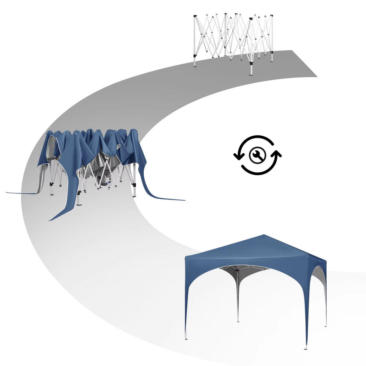 GARTENPAVILLON 3x3 m Metall+Oxford, Blau - Blau, Metall (300/260/300cm) - Kaket