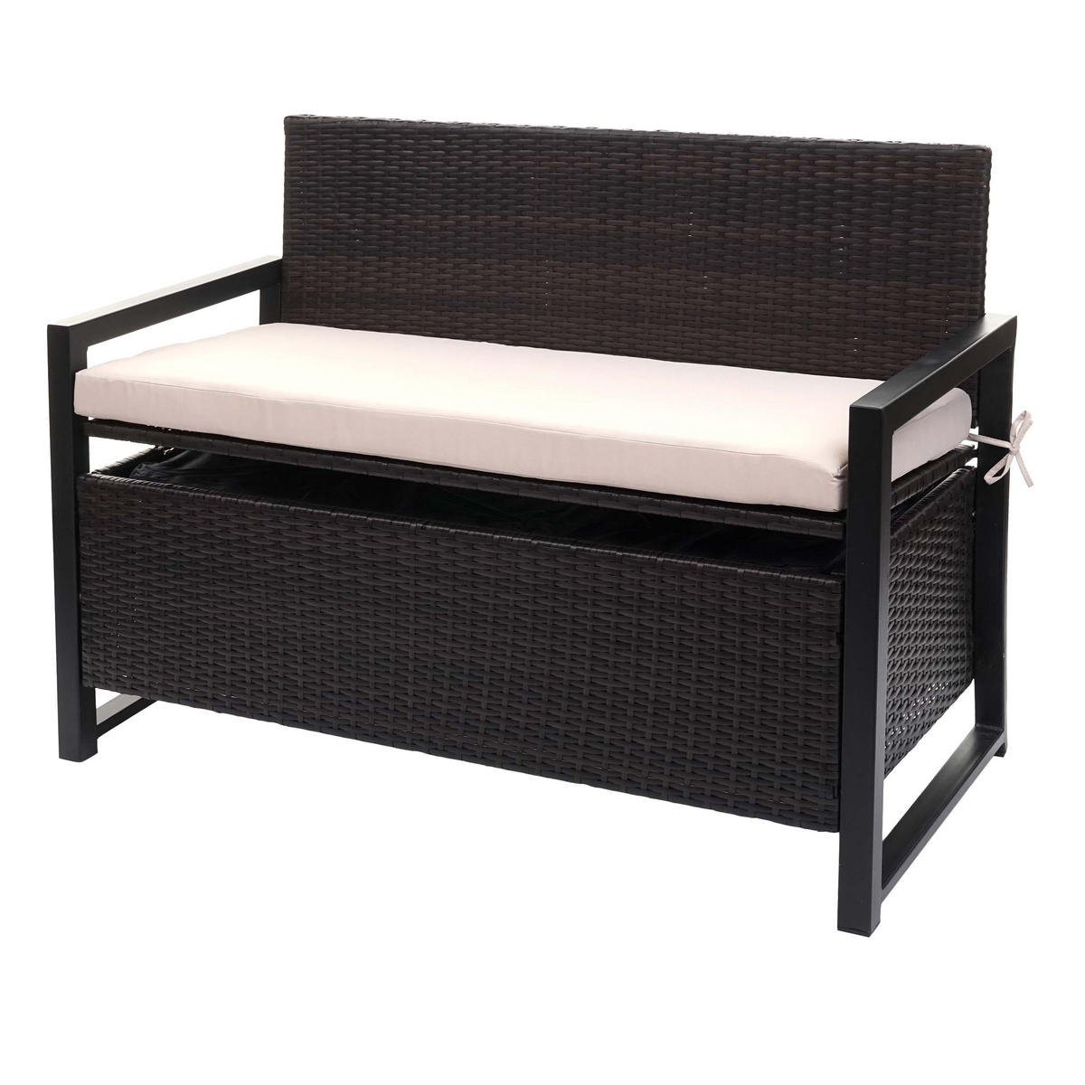 POLY-RATTAN 2ER SITZBANK Braun, Beige - Beige/Braun, Kunststoff (117/87/57cm) - MCW