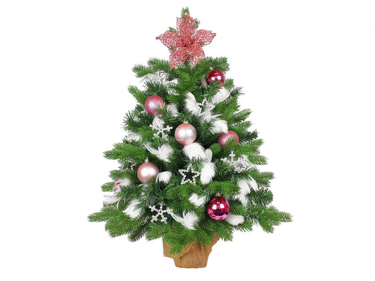 WEIHNACHTSBAUM künstlicher BERNARD 60 cm, grün, 2D/3D, 68 Zweige, 50 warmweiße LED, inkl. Pflanztopf mit Jutesack - Grün, Kunststoff/Stein (40/60cm) - LAALU