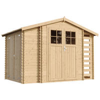 GARTENHAUS aus Holz mit Brennholzschuppen - imprägnierter Boden Imprägnierte - 3,53 + 0,97 + 0,97 m2 - M389F+M389G - Beige, Holz (312/218/206cm) - Timbela