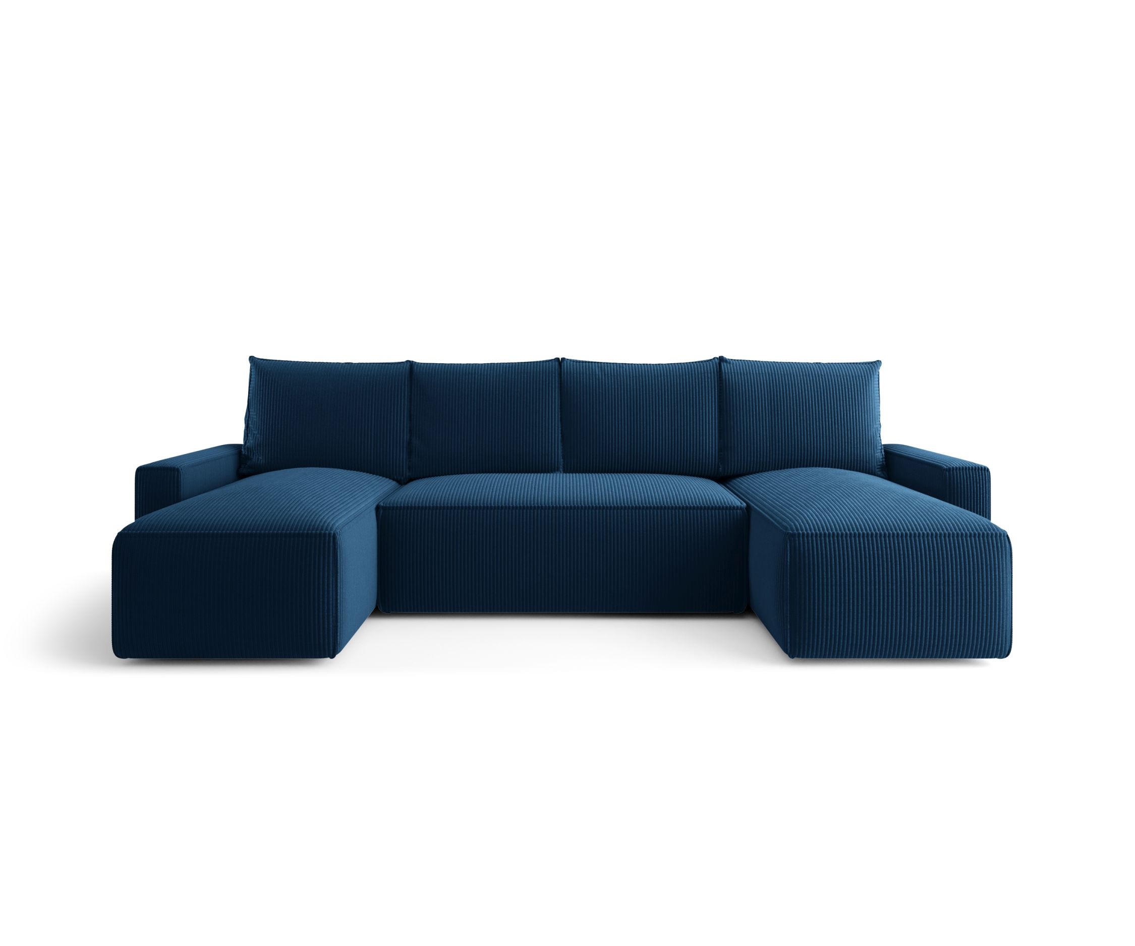 WOHNLANDSCHAFT mit Schlaffunktion SAVIO U Poso 05 - Dunkelblau, Textil (300/75/140cm) - Bedante