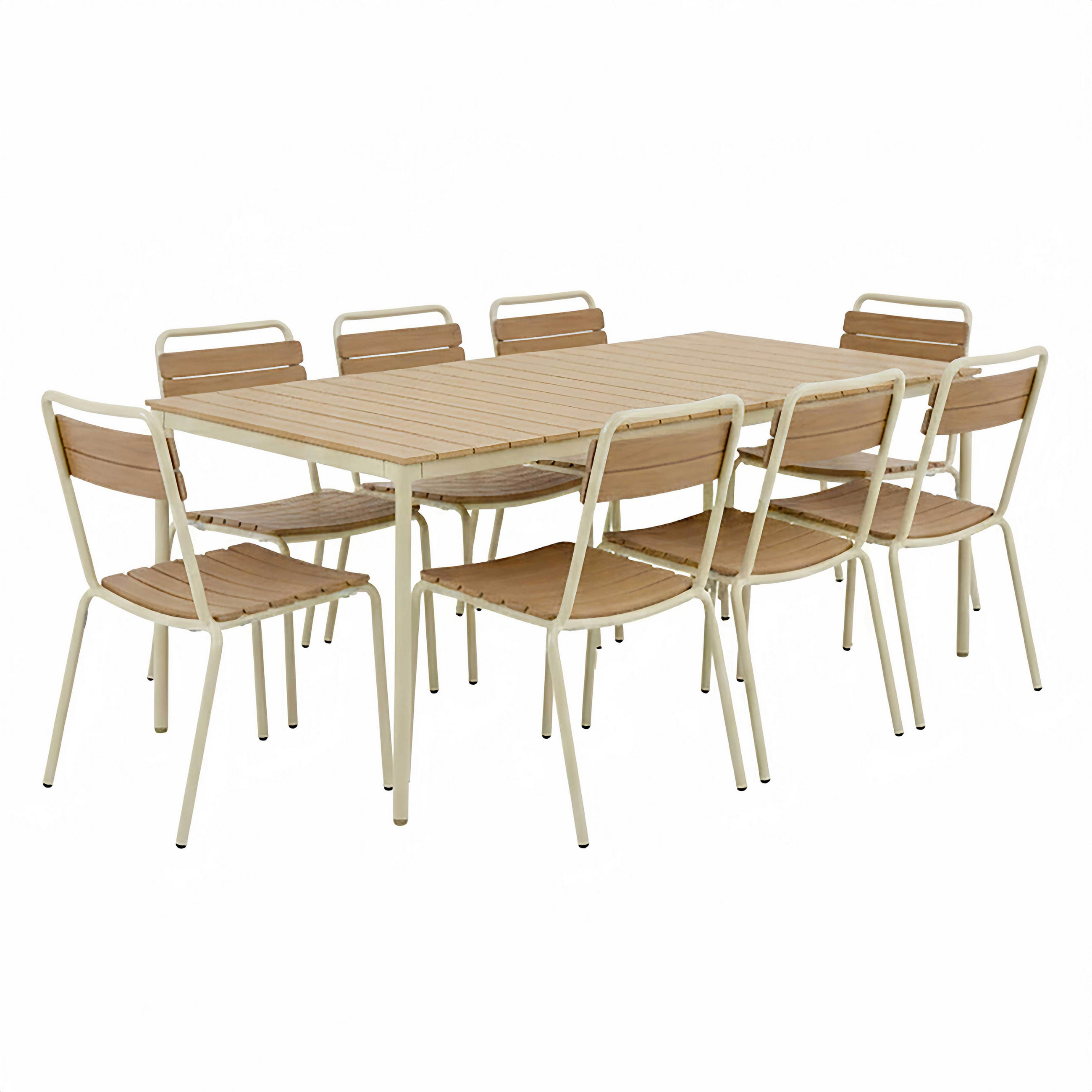 GARTENSET 9-tlg., Beige - Beige, Holzwerkstoff - Oviala
