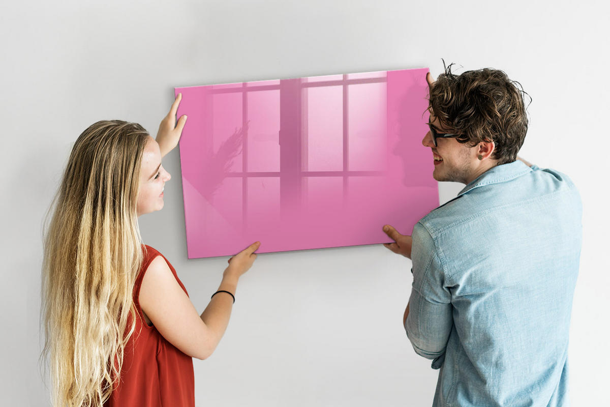 MAGNETTAFEL 90x60 Rosa schwarzer Marker - Pink, Glas (90/0.4/60cm) - TULUP