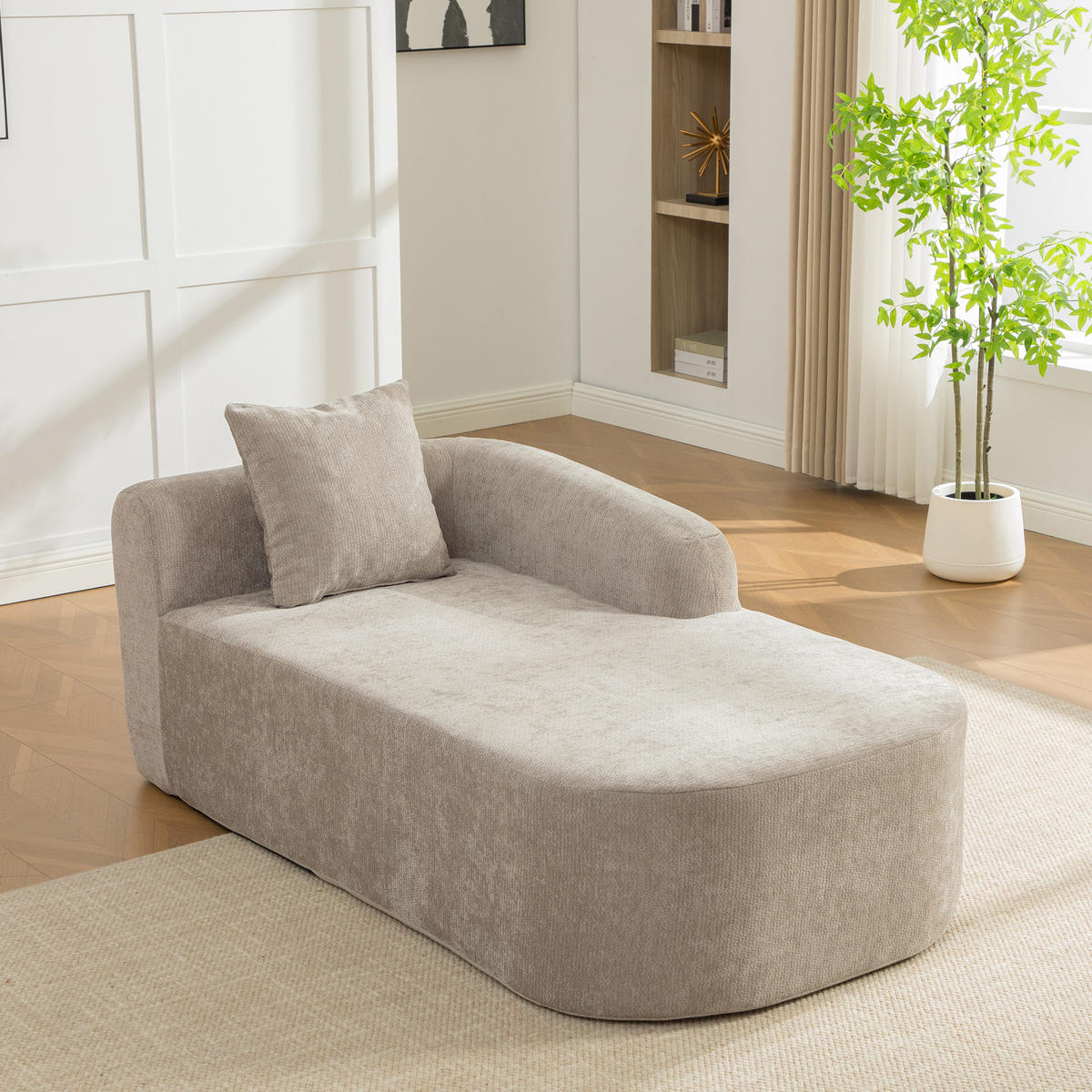 RÉCAMIERE DE-35127 rechte mit Chenille-Bezug Grau - Grau, Textil (99/80.5/172cm) - ComfortXL