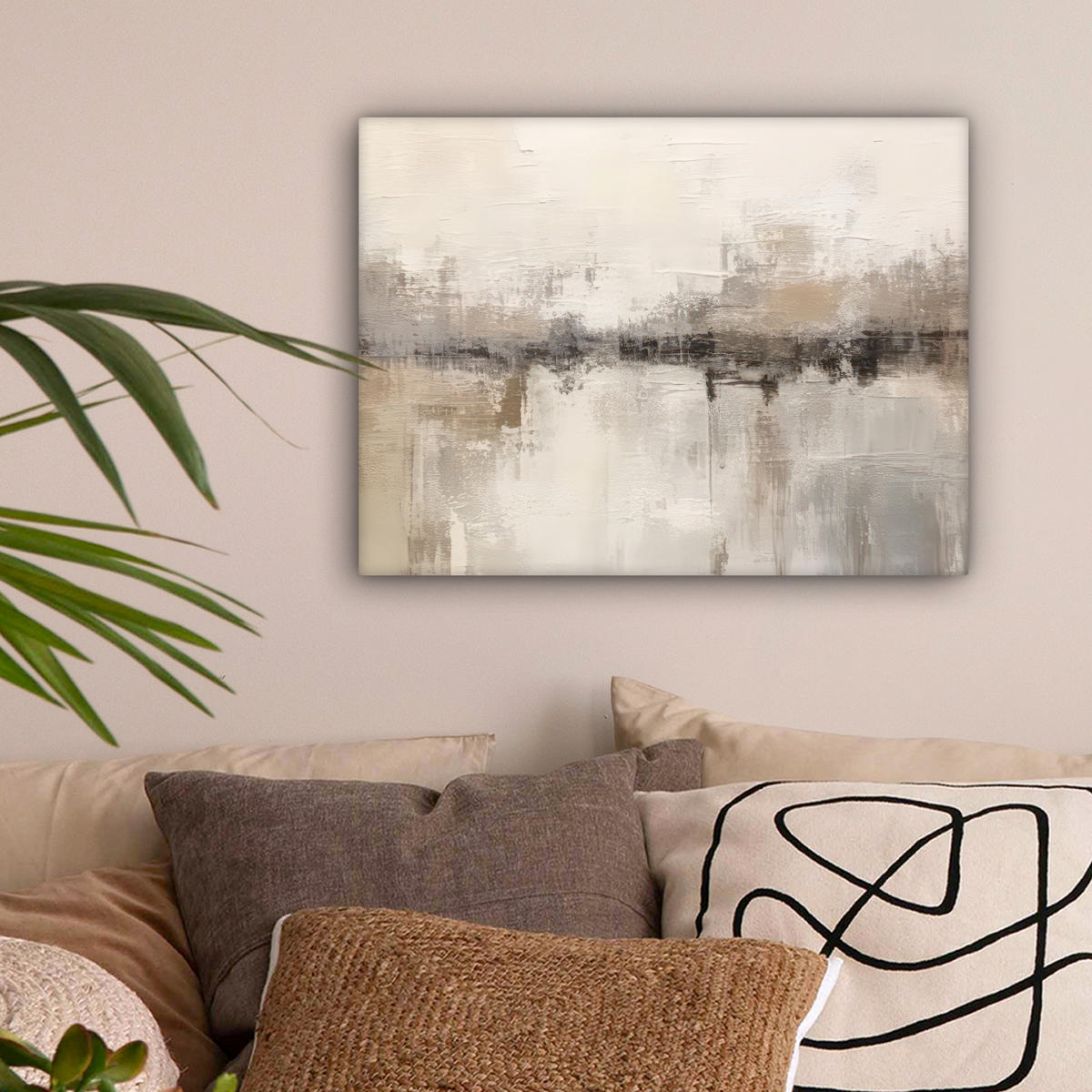 LEINWANDBILD Moderne Kunst - Abstrakt - Beige 40x30 cm - Beige, Textil (40/30cm) - MuchoWow