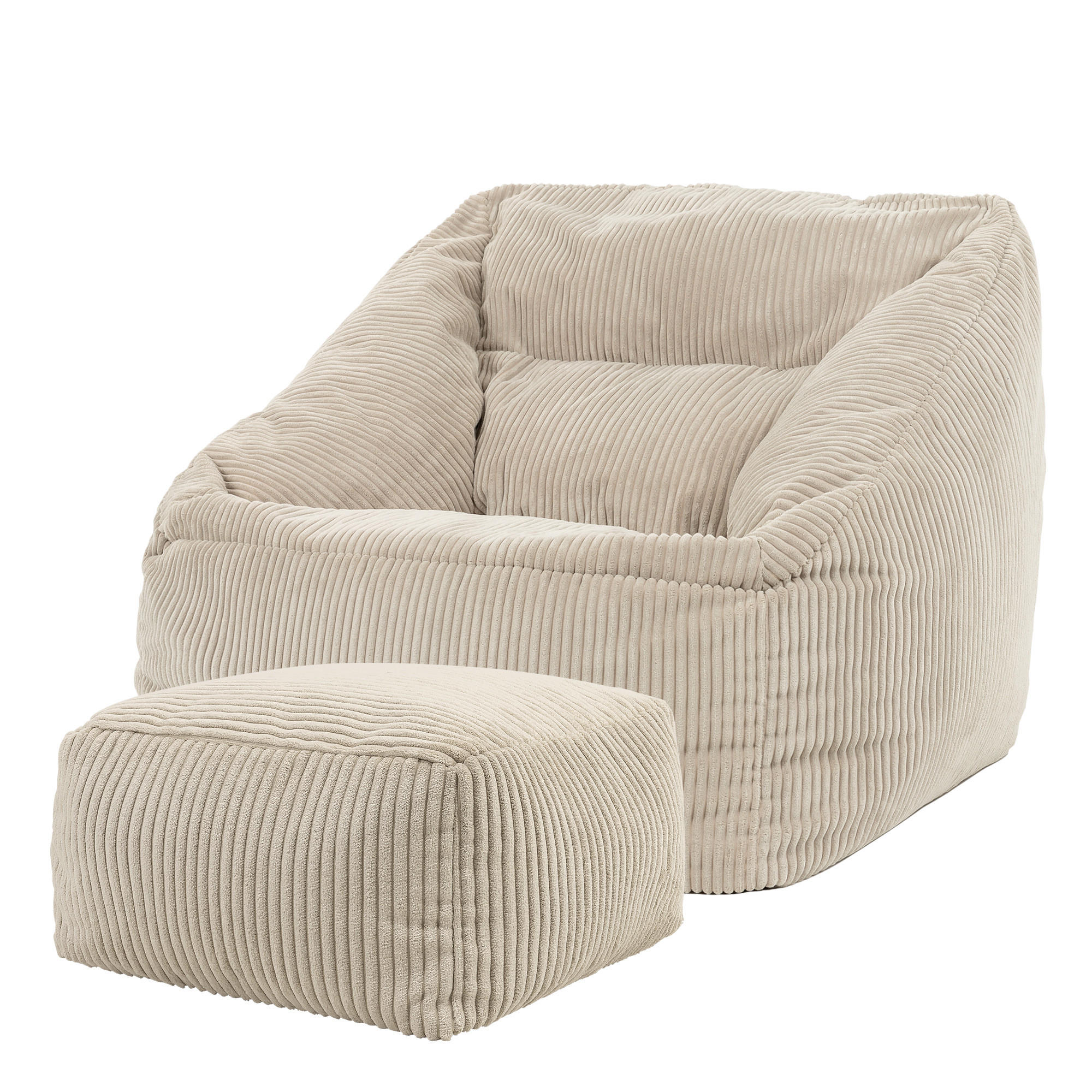 SITZSACK Cord Sessel Natalia mit Hocker - Beige, Textil (100/80/88cm) - icon