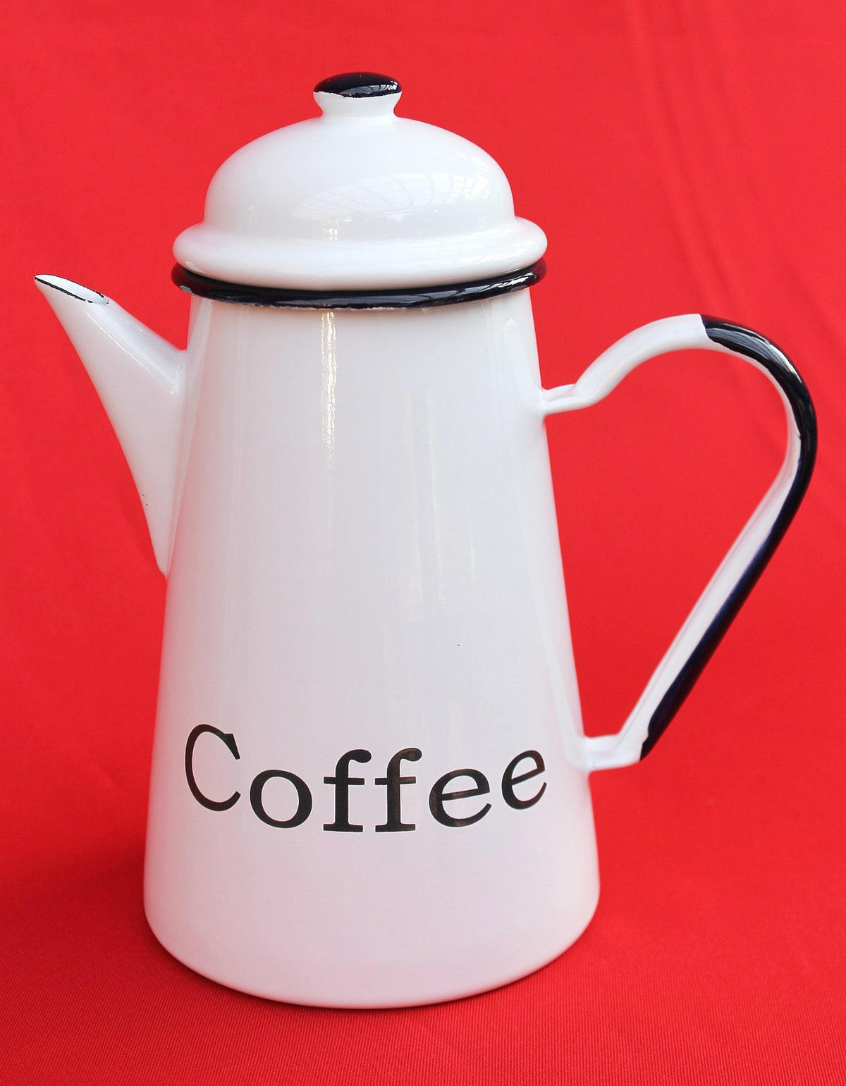 KAFFEEKANNE 578TB Coffee emailliert 22cm Wasserkanne Kanne Emaille Nostalgie Teekanne - Weiß, Metall (1.2L) - DanDiBo