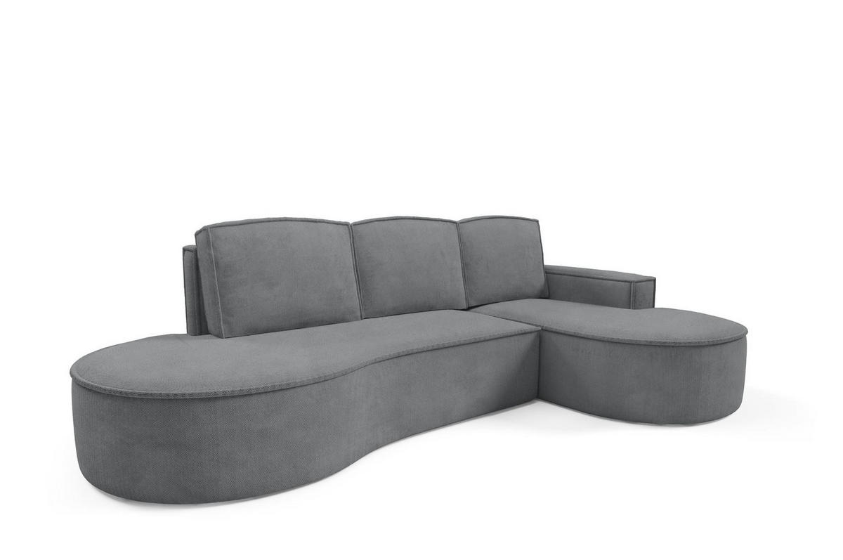 ECKSOFA Flow Graphit, mit Schlaffunktion und Kissen in Curio Stoff, rechte seite - Graphitfarben, Holzwerkstoff/Textil (277/157cm) - Bettso