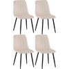STUHL 4er Set Samt Creme - Creme/Schwarz, Textil/Metall (45/88/53cm) - CLP