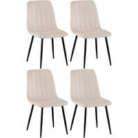 STUHL 4er Set Samt Creme - Creme/Schwarz, Textil/Metall (45/88/53cm) - CLP