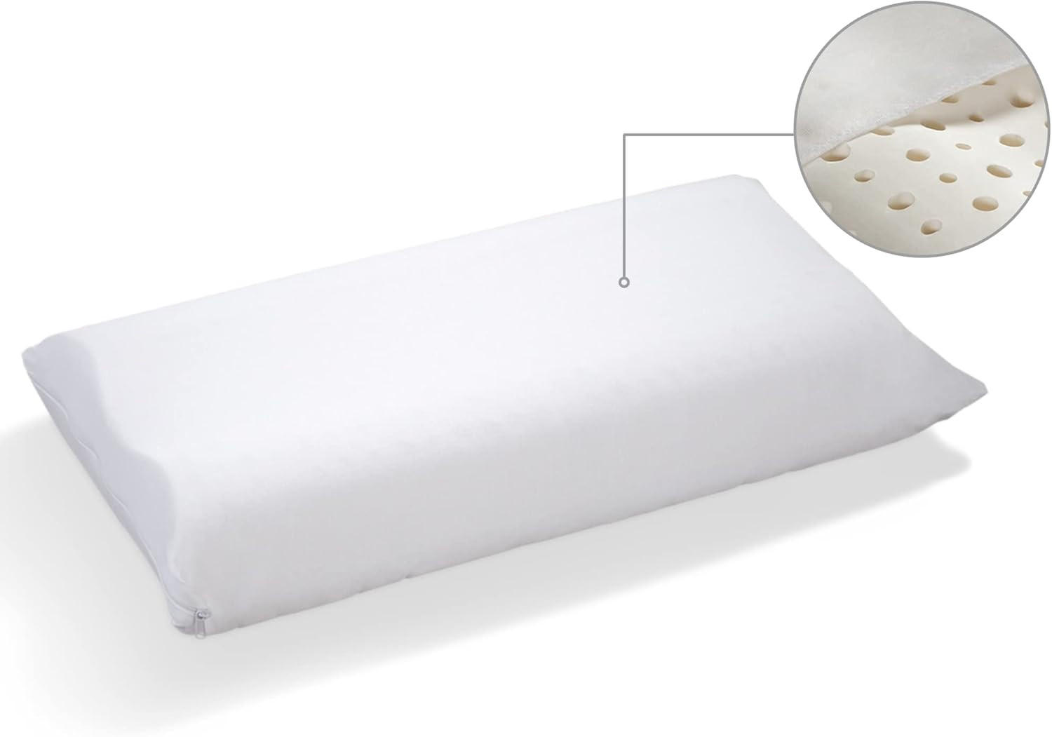 LATEX Kopfkissen Anatomic 38x60 cm – ergonomisch, atmungsaktiv, orthopädisch, für Seitenschläfer - Weiß, Naturmaterialien/Textil (38/60cm) - Letti Moderni