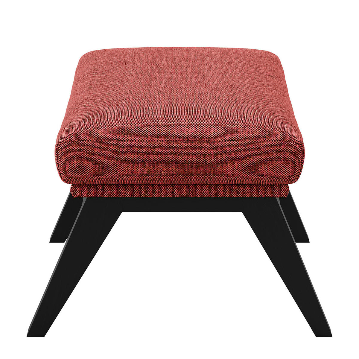 HOCKER mit Holzfüßen - Rot/Schwarz, Birkenholz/Textil (54/41/41cm) - home24