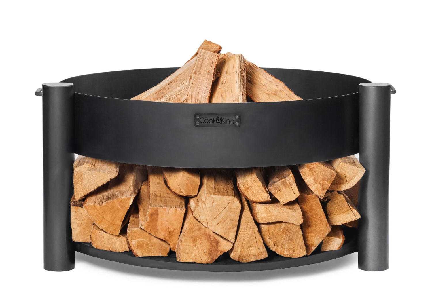 FEUERSCHALE Washington Stahl rund Ø 60 cm mit seitlichen Griffen - Schwarz, Metall (60/45/60cm) - Mr. Deko