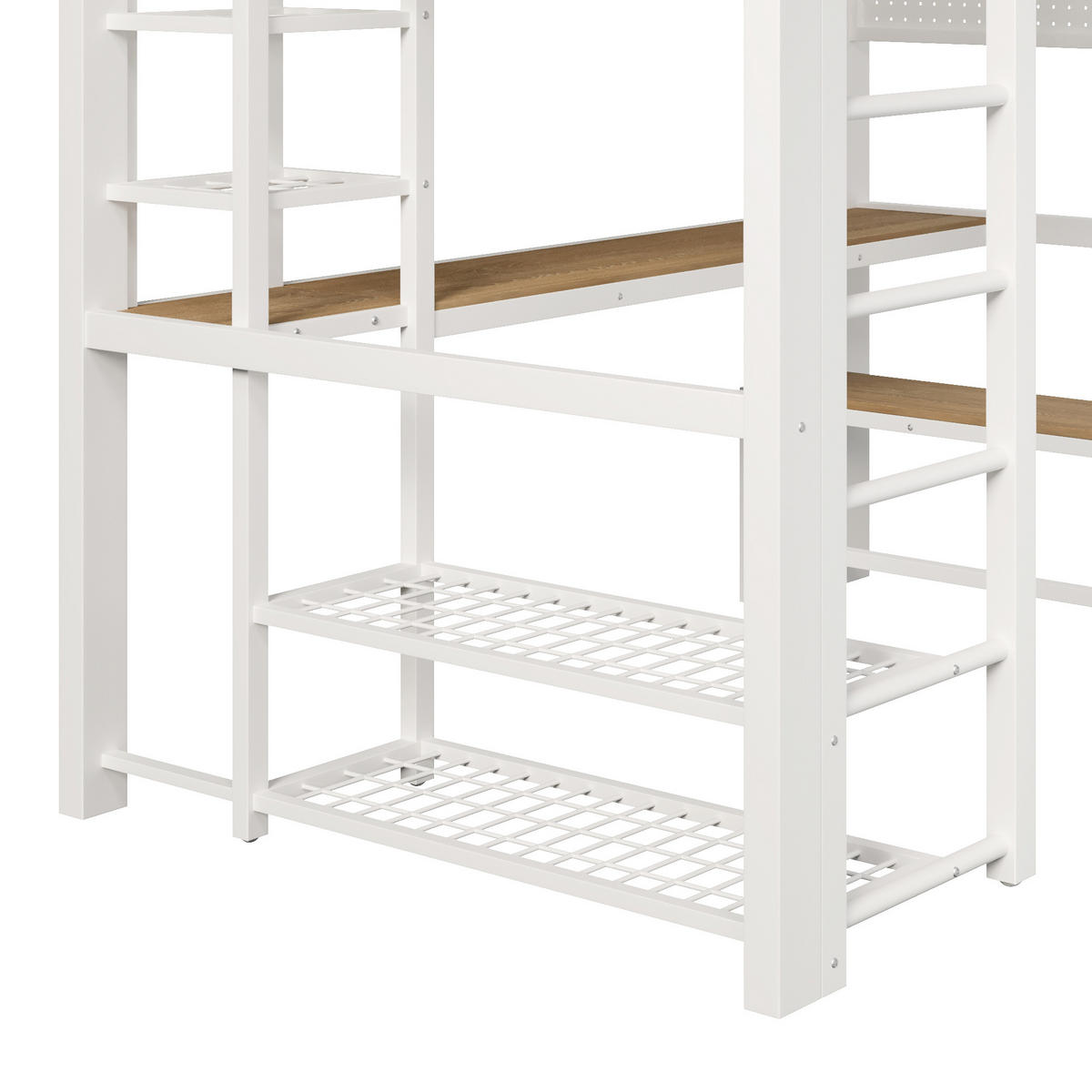 HOCHBETT 140/200 cm DE-33136 mit LED und Stauraumtreppe Weiß - Weiß, Metall (140/200cm) - ComfortXL