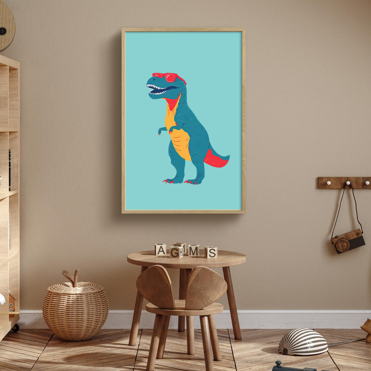 DOBÍJECÍ NOČNÍ LAMPIČKA Dinosaurus - Modrá - Sluneční brýle 70x100 cm - světle modrá, kompozitní dřevo (8/70/100cm) - OnlyWow