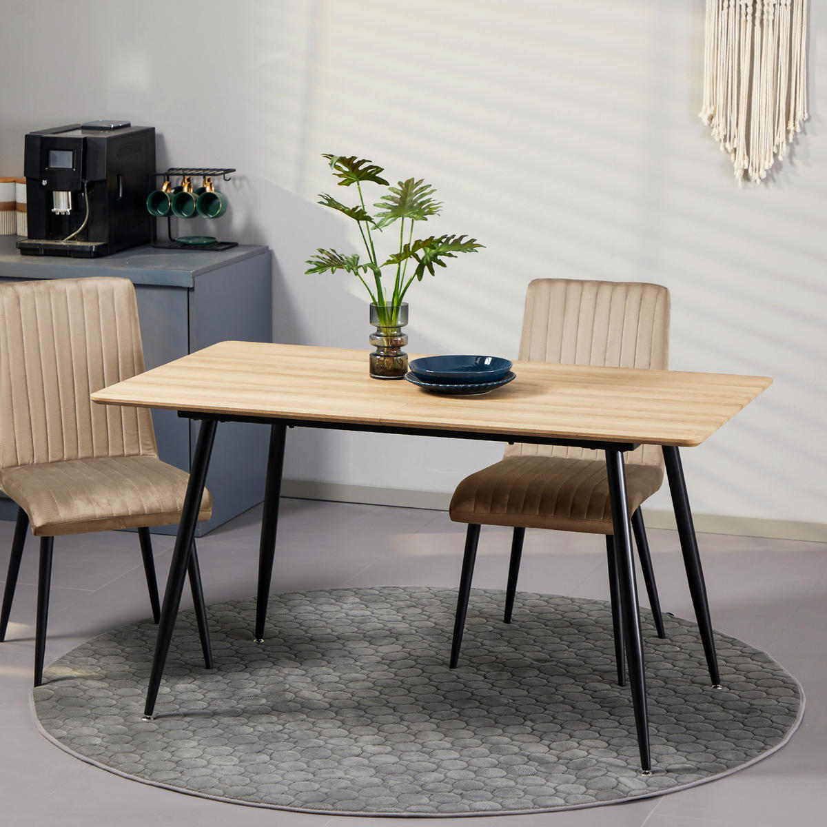 ESSTISCH Küchentisch Esszimmertisch für 4 Personen, Speisetisch mit Stahlbeine - Naturfarben, Holzwerkstoff/Metall (140/80/76cm) - HOMCOM