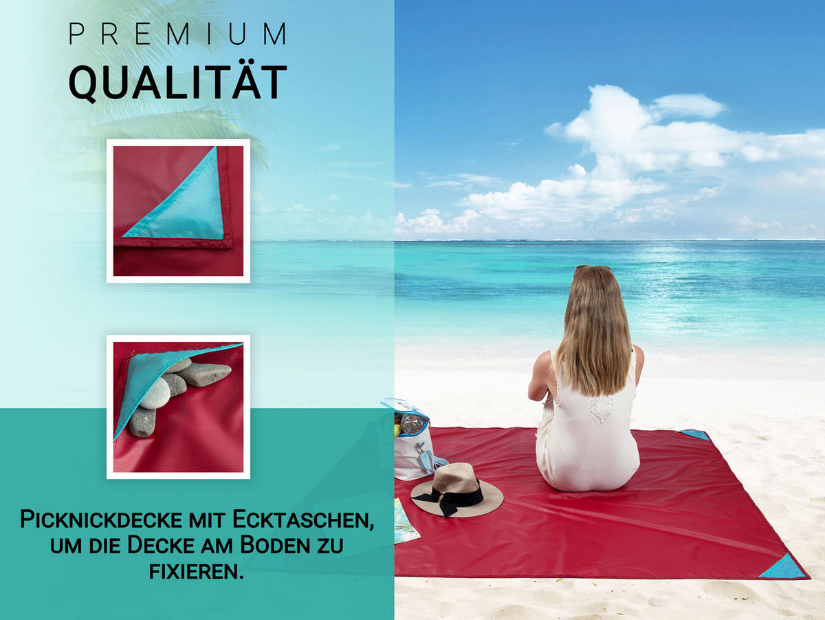 PICKNICKDECKE, 100% Polyester - Rot, Textil (135/165cm) - Zollner