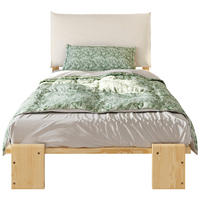 POLSTERBETT 90/200 cm natur aus Holz mit gepolsterter Rückenlehne - Naturfarben, Textil (90/200cm) - OKWISH